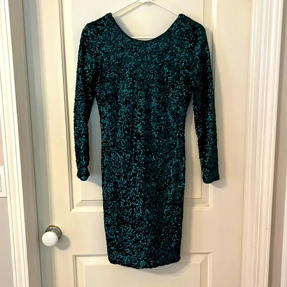 green emerald velvet dress HACCHIC Couture Green Sequin Strapless Dress